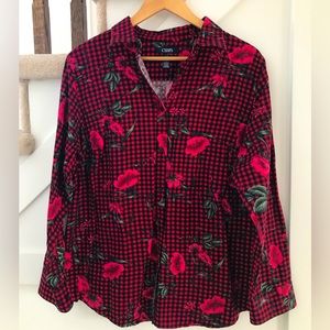 Chaps Ralph Lauren Floral Shirt Size 0X